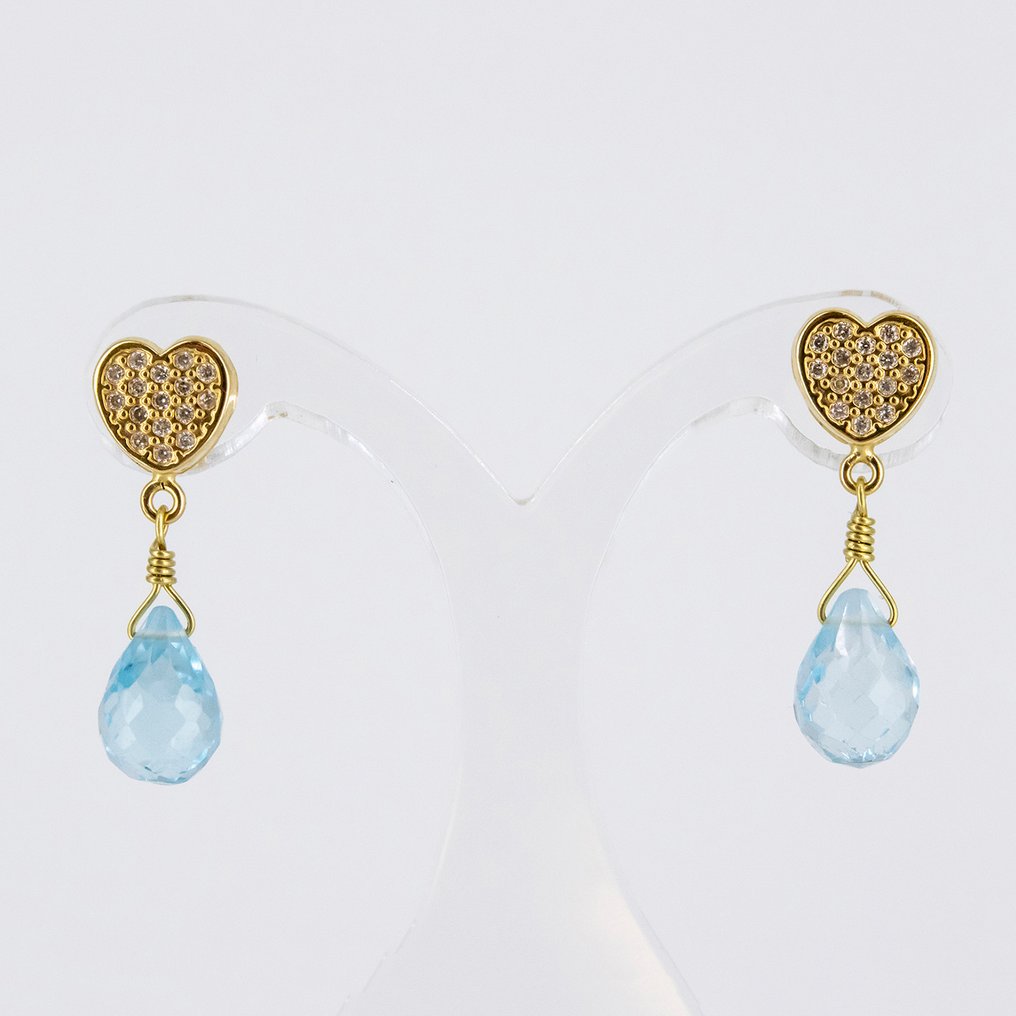 Øredobber - 18 karat Gull Topas - Diamant #1.0