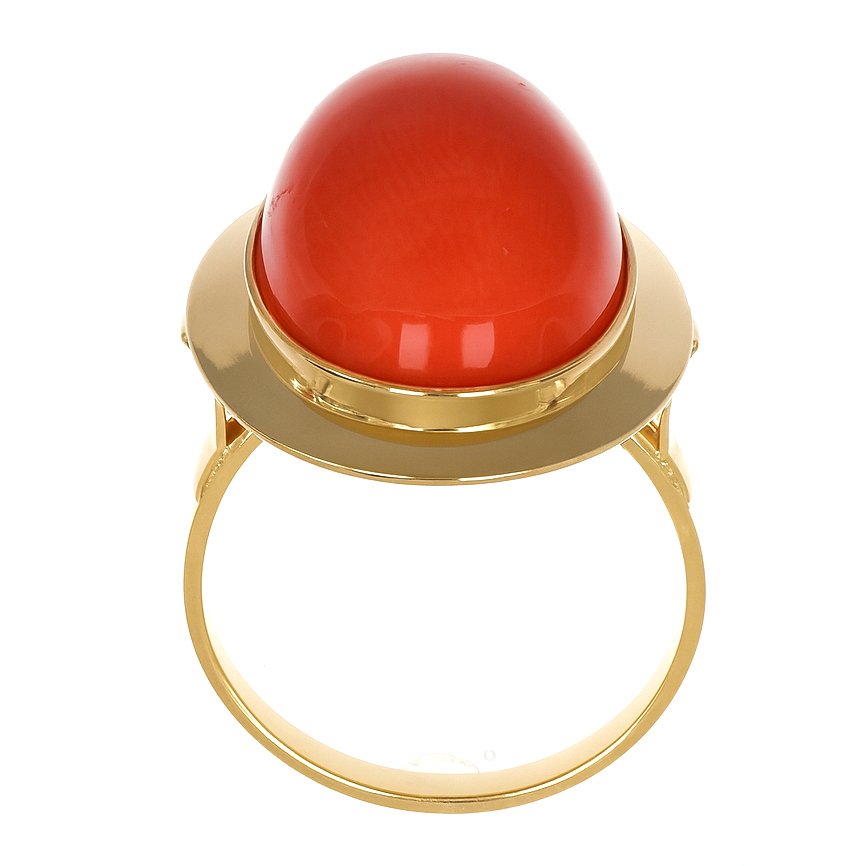 戒指 - 18 克拉 黃金 珊瑚 #3.2