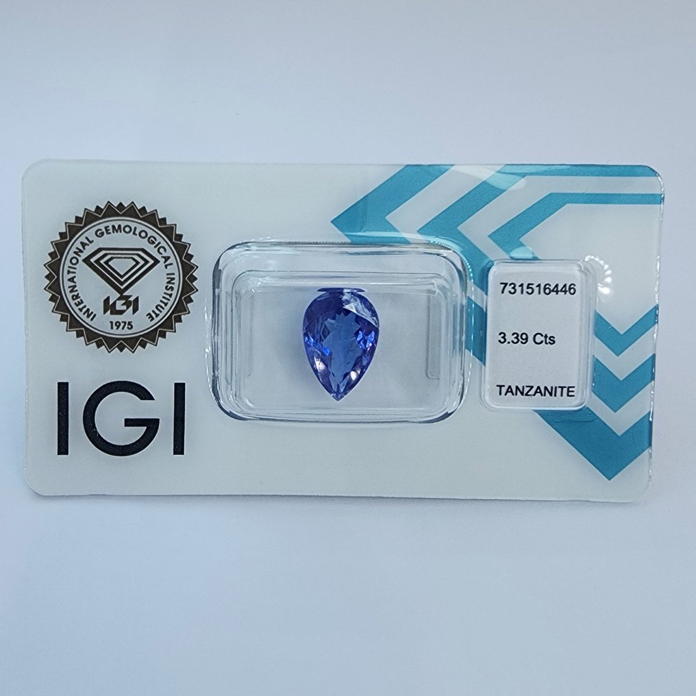 没有保留价 - 1 pcs  蓝色, 紫罗兰色 坦桑石  - 3.39 ct - 国际宝石研究院（IGI） #1.0