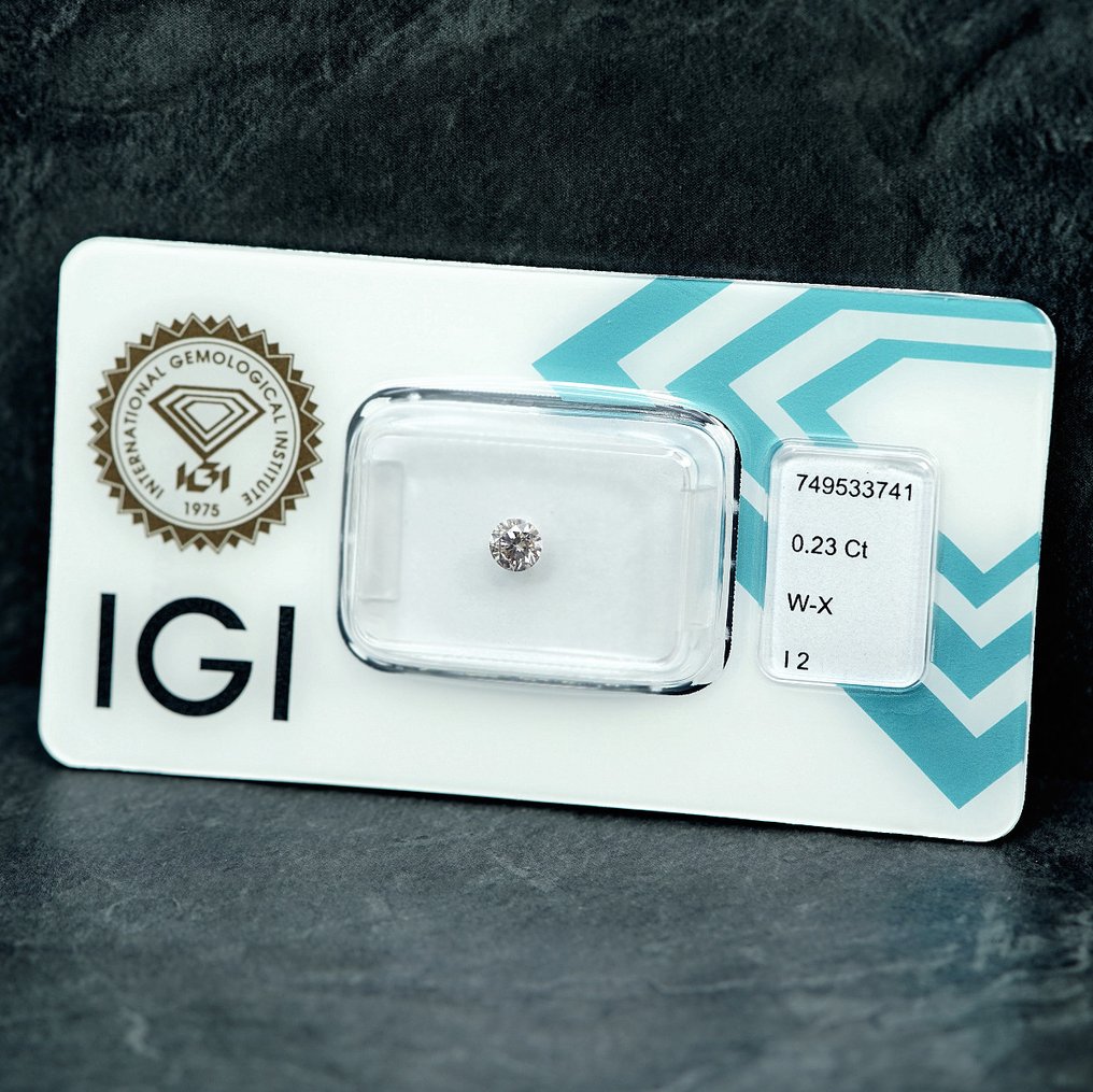 没有保留价 - 1 pcs 钻石  (天然)  - 0.23 ct - 圆形 - I2 内含二级 - 国际宝石研究院（IGI） #4.3