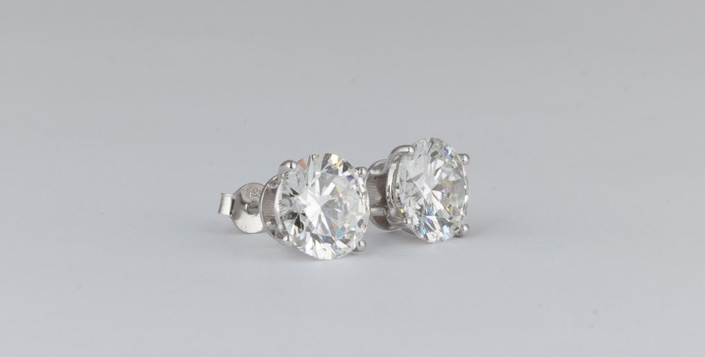 Ingen mindstepris - Øreringe - 14 karat Hvidguld - 8.01ct. tw. Diamant (Laboratoriedyrket) - Rund E/F-VS1 #4.3