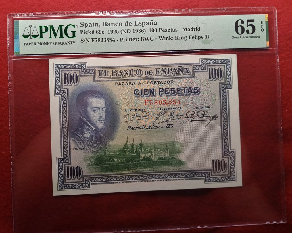 Espanha. - 100 Pesetas 1925 (1936) - Pick 69c (Sem preço de reserva) #2.1