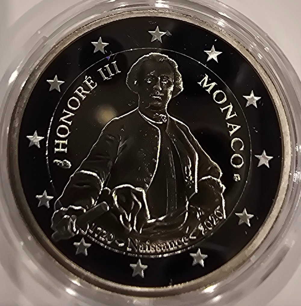 Μονακό. 2 Euro 2020 "Honoré III" Proof (χωρίς τιμή ασφαλείας) #1.0