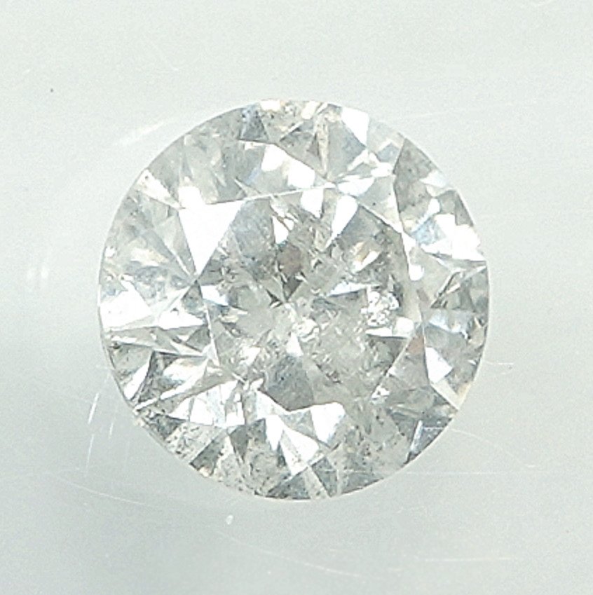 Ingen mindstepris - 1 pcs Diamant  (Natur)  - 0.52 ct - Rund - H - I2 - Gem Report Antwerp (GRA) #3.2