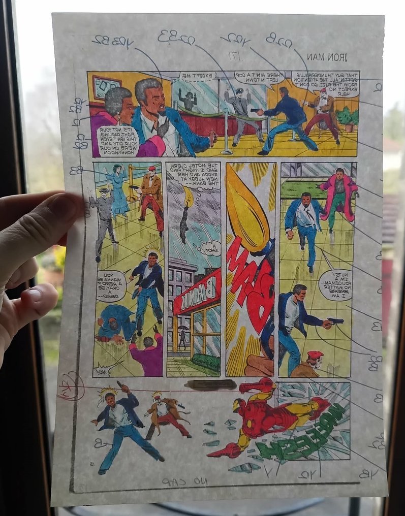 Luke McDonnell penciler / Bob Sharen coloriste - 1 Original colour page - Iron Man - Planche couleurs originale - 1983 #2.1
