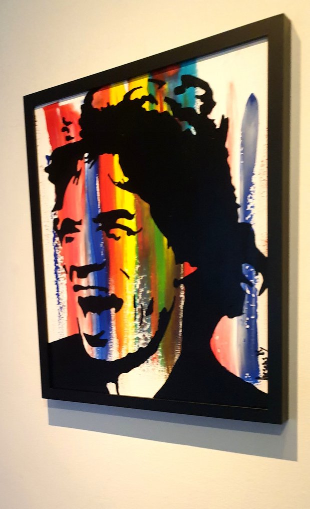 Liesens - Mick Jagger (handpainted on canvas) met lijst #3.2