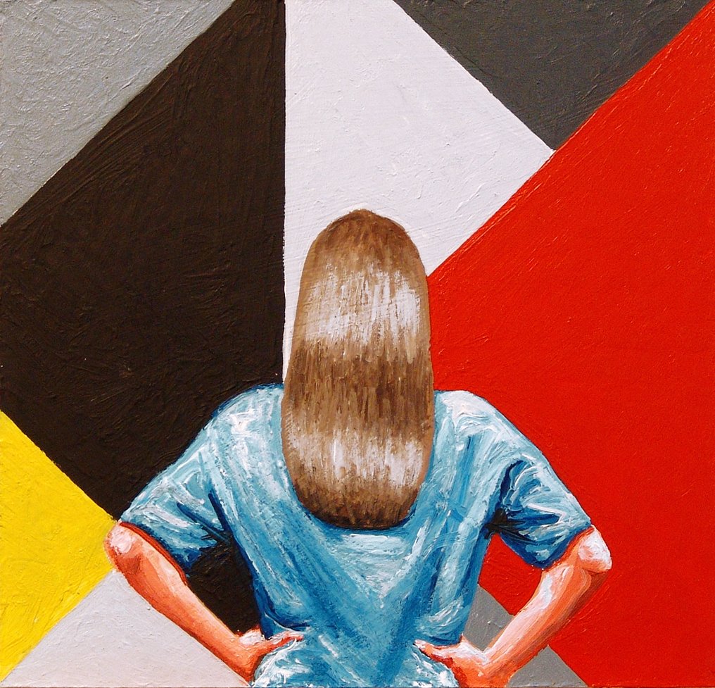 Gerard Boersma (1976) - Counter Composition (painting of a woman enjoying a painting by Theo van Doesburg) #1.0