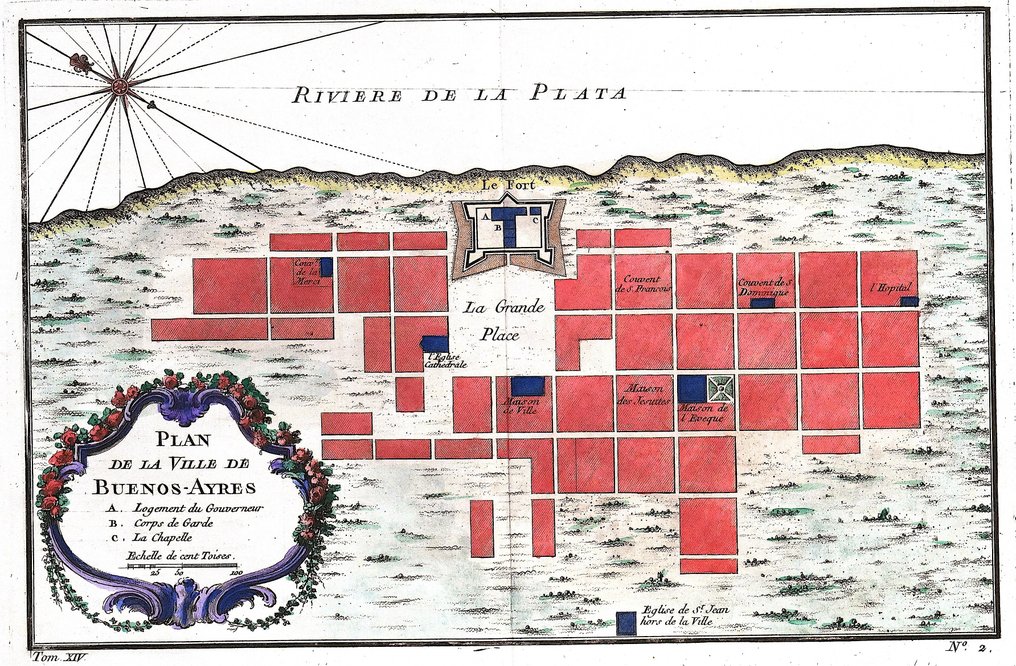 Αργεντινή - Μπουένος Άιρες; N. Bellin - Plan de la ville de Buenos Ayres - 1751-1760 #2.1