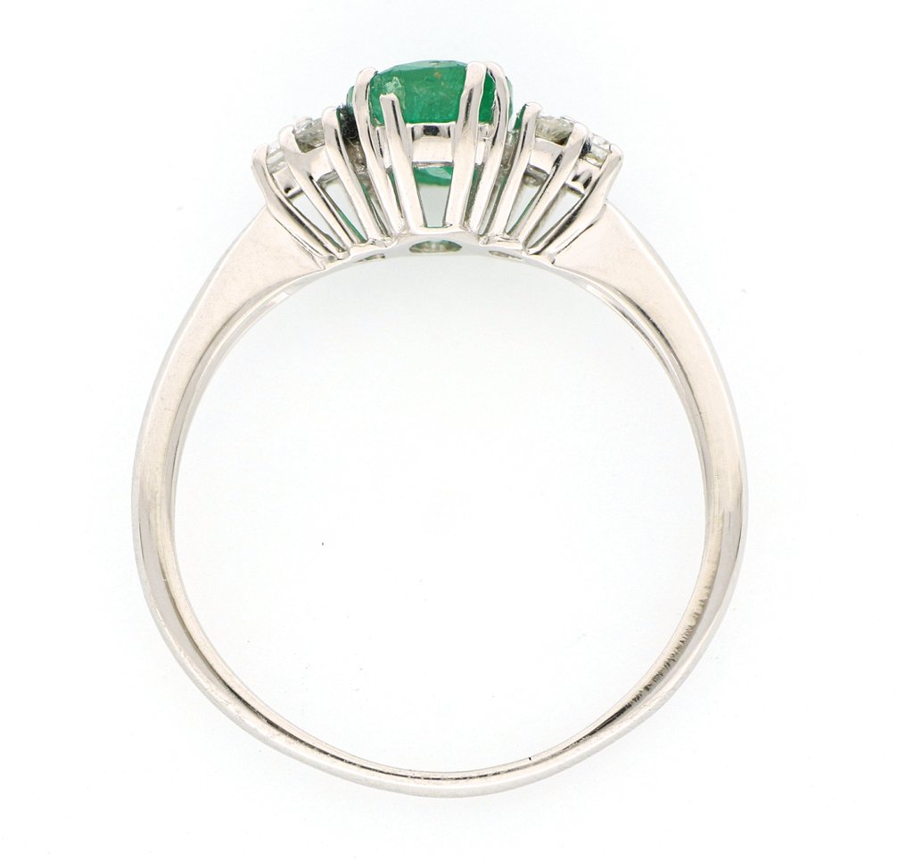 Ohne mindestpreis - Ring - 18 kt Weißgold -  1.00ct. tw. Smaragd - Diamant #2.1