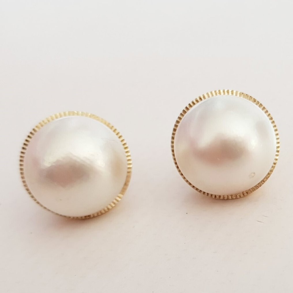 耳环 - 18K包金 黄金 珍珠 #1.0