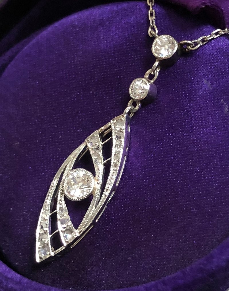 χωρίς τιμή ασφαλείας - Κολιέ - 18 καράτια Λευκός χρυσός - 0.56ct. tw. Διαμάντι (Φυσικό) - Διαμάντι - Λιγ 44 εκ. Μενταγιόν 3,5 εκ. #4.3