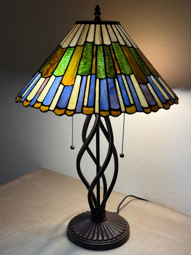 XXL Tiffany stijl tafellamp LUMINOUS MOSAIC lamp met 2 lichtpunten Ø 40x60cm! - Tischlampe - Glas in Blei, Metall #1.0