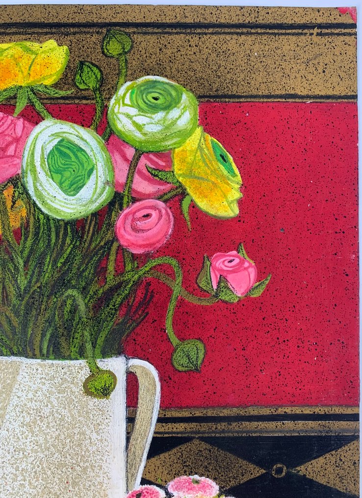 Yves Ganne (1931-2019) - Bouquet de fleurs et fruits sur un table (Vendu sans prix de reserve). #4.3