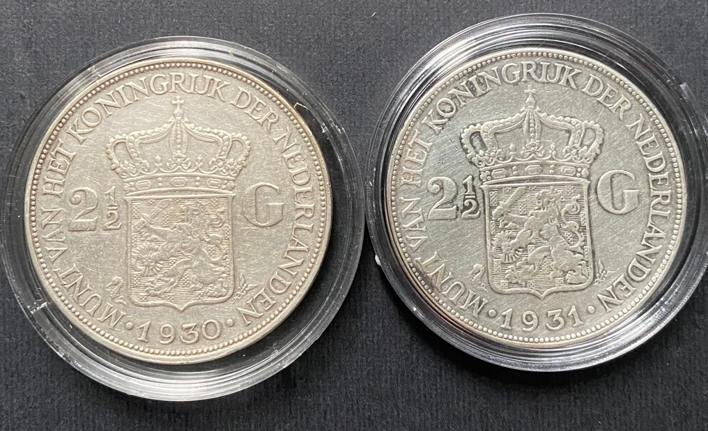 Hollandia. 2 1/2 Gulden 1930/1939, 6 coins (Nincs minimálár) #3.2