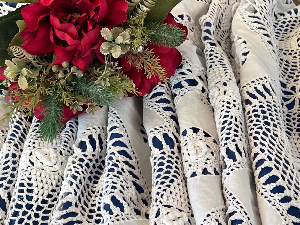 Copriletto fatto a mano con inserti in tessuto di lino - Päiväpeitto - 298 cm - 185 cm - Copriletto #1.0