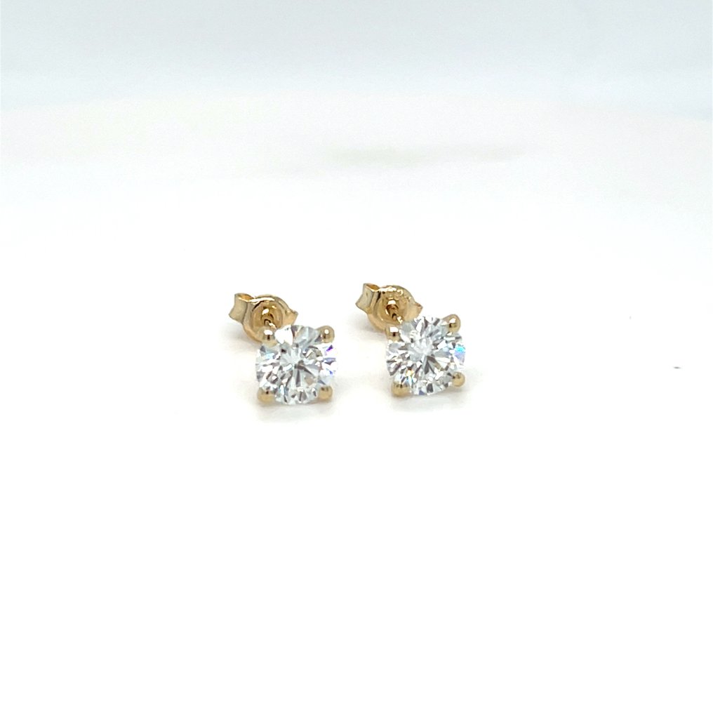 Ingen reservasjonspris - Øredobber - 14 karat Gull -  1.06ct. tw. Diamant (Lab-dyrket) #2.1