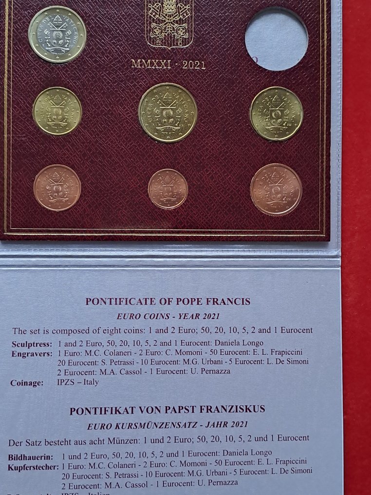 Vatikanstaten. Year Set (BU) / 2 Euro 2014/2024 (3 items) (Ingen mindstepris) #1.0