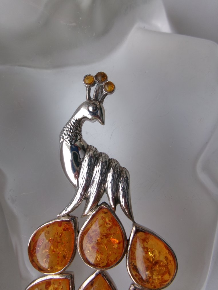 Srebro, Amber - Wisiorek - Styl secesyjny #3.2