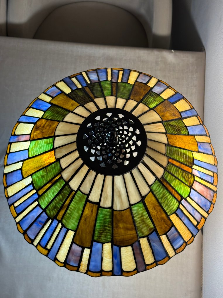 XXL Tiffany stijl tafellamp LUMINOUS MOSAIC lamp met 2 lichtpunten Ø 40x60cm! - Tischlampe - Glas in Blei, Metall #4.3