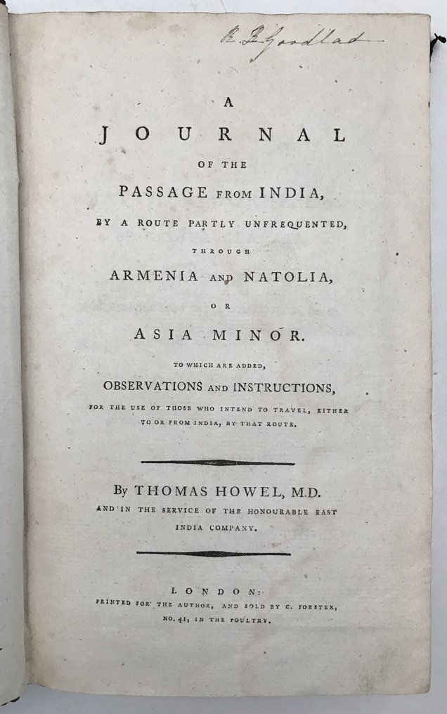 Thomas Howel - A Journal of the Passage from India, By a Route Partly Unfrequented, Through Armenia and Natolia, or - 1789 #3.2