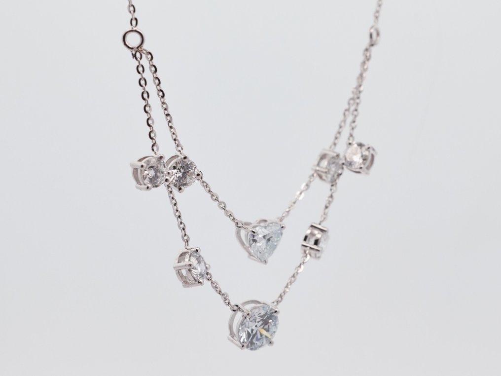 沒有保留價 - 頸鏈 - 14 克拉 白金 -  3.34ct. tw. 鉆石 (實驗室培育) - 鉆石 #1.0