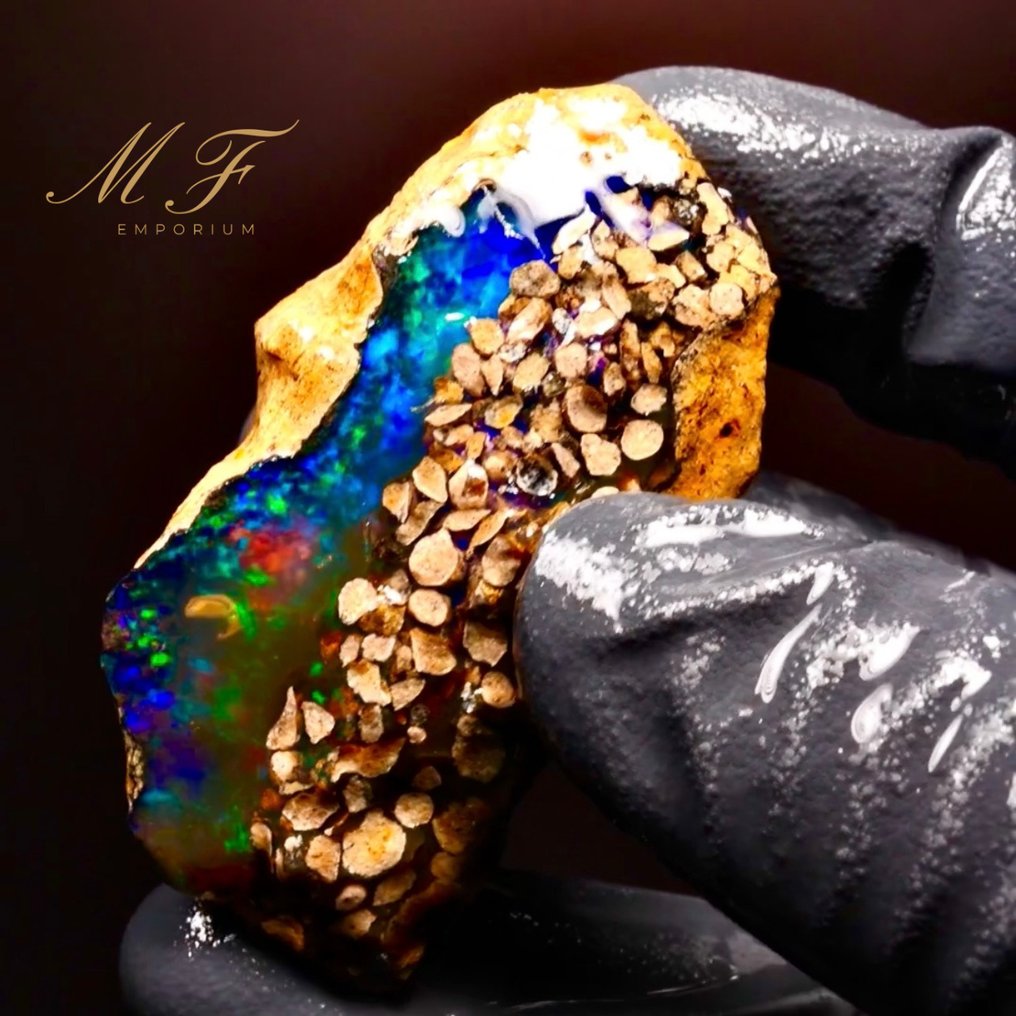 高端 - 92克拉 - 天然晶体欧泊 AAA+++ - 未处理 高品质水晶欧泊 - 高度: 50 mm - 闊度: 25 mm- 18.45 g - (1) #2.1