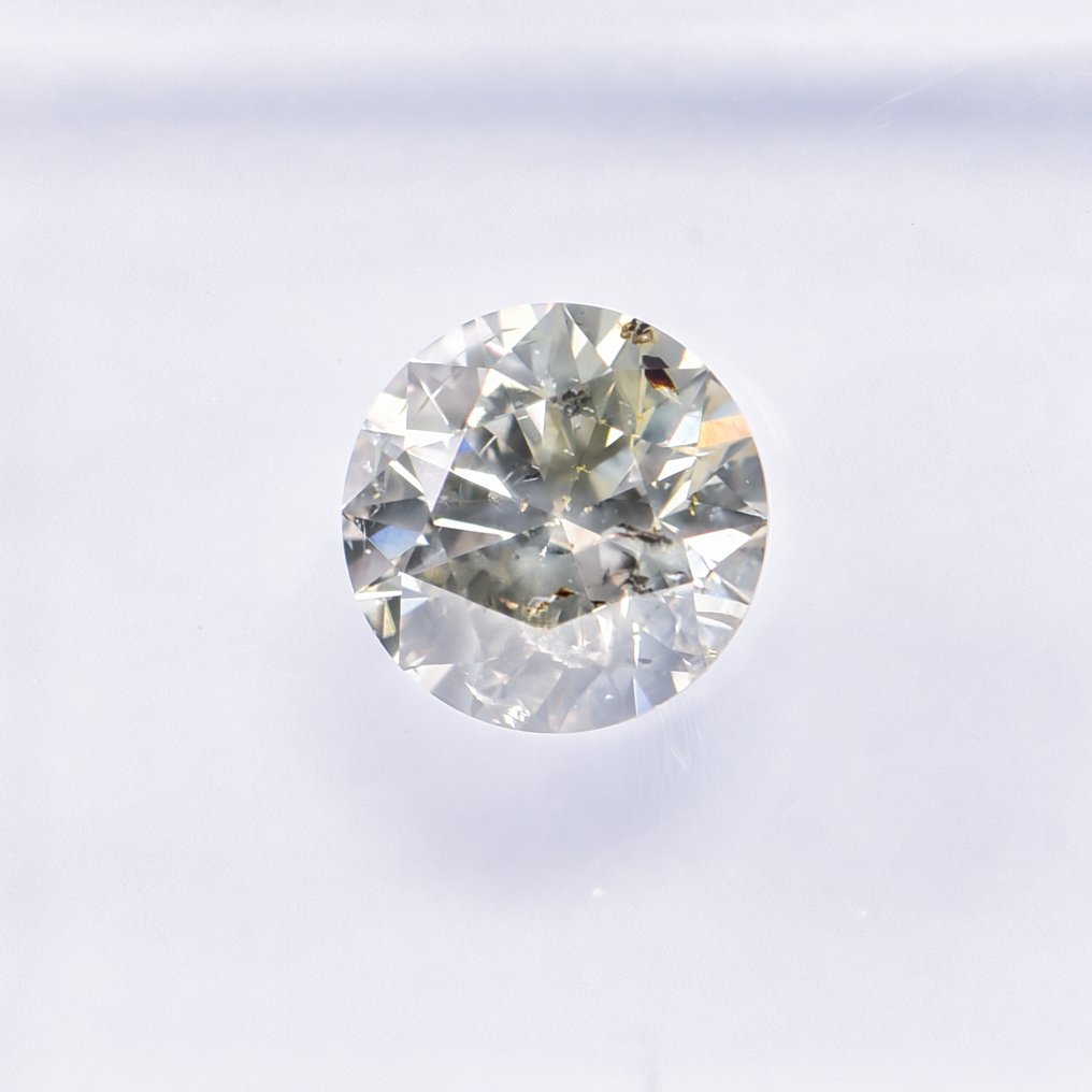 Sans prix de réserve - 1 pcs Diamant  (Couleur naturelle)  - 0.75 ct - Rond - Fancy Grisâtre, Vert Jaune - I1 - International Gemological Institute (IGI) - VG VG VG #2.1