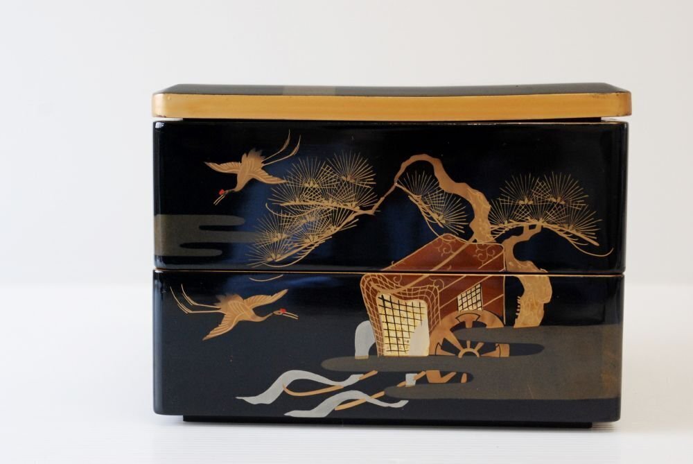 Goshoguruma carriage Wooden 2 Tiered Box with Makie Lacquerware - Κουτί - Ξύλο #3.2