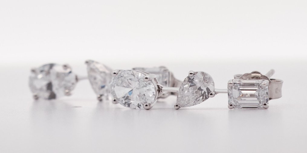 Fără preț de rezervă - Cercei - 14 ct. Aur alb -  3.28ct. tw. Diamant (Cultivat în laborator) - Diamant #4.3