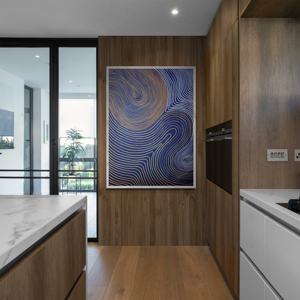 Lao Gonzalez - Cosmic Waves in Blue and Gold, XL, NO RESERVE #3.2