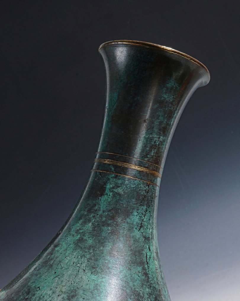 Vase -  Italian 'Verdigris' patinated baluster vase in neo-classical style, mid-20th century • marked  - Brass #3.2