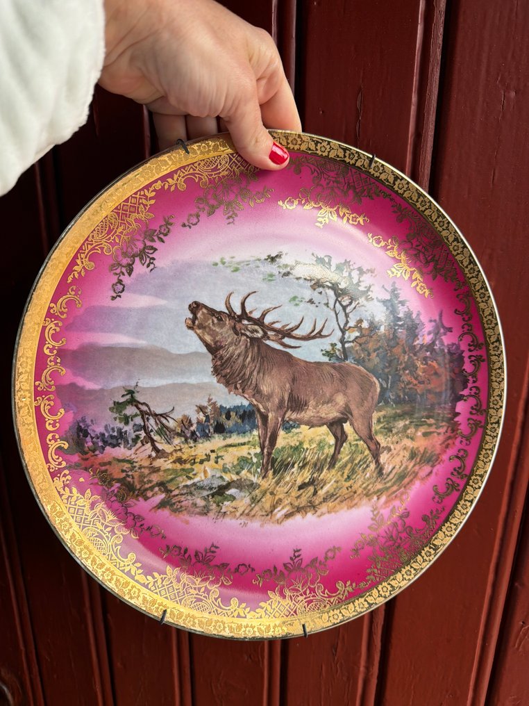 Bavaria (Germany), Bavaria - 大盘 - 瓷, 镀金 - 野性场景，玫瑰红与黄金 #1.0
