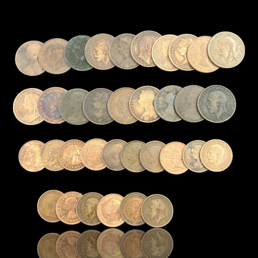Kongeriket Storbritannia. Lote de 35 Moedas de Bronze (Ingen reservasjonspris) #1.0