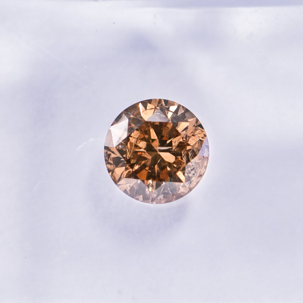 没有保留价 - 1 pcs 钻石 (天然色彩的) - 0.54 ct - 圆形 - Fancy deep 棕色 橙色 - I1 内含一级 - 国际宝石研究院(IGI) - VG #4.3