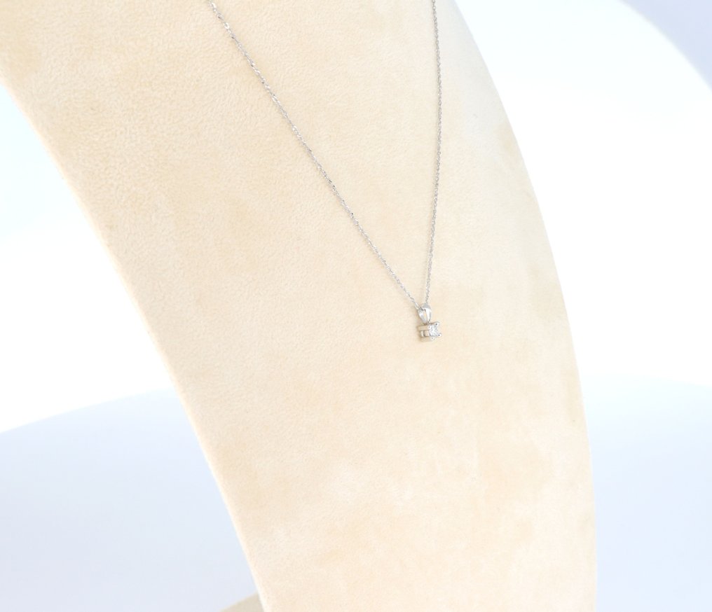 没有保留价 - 吊坠项链 - 18K包金 白金 -  0.10ct. tw. 钻石 (天然)  #4.3