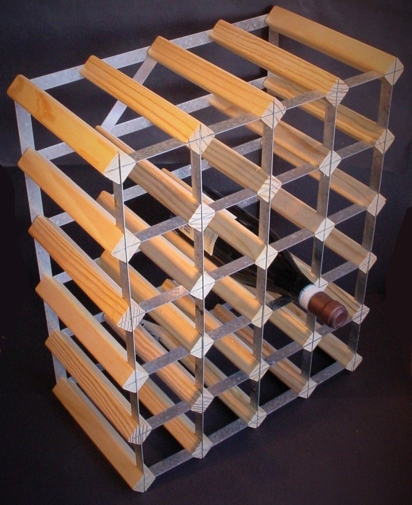 Wine rack - wood and metal - 5 x 4 compartments #3.2