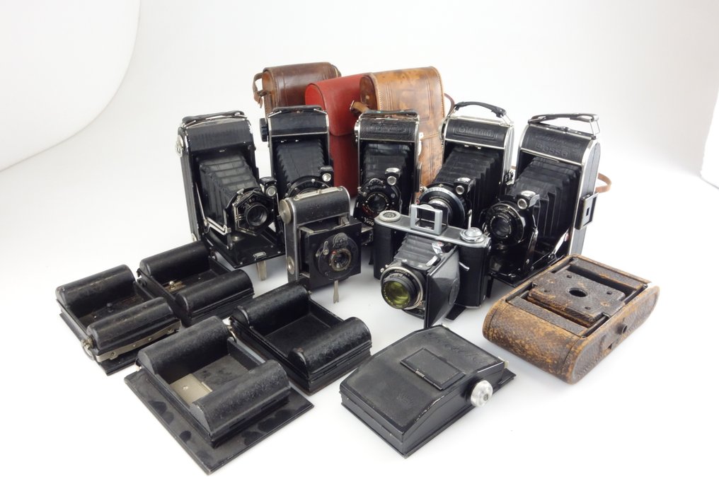 Voigtländer Bessa / Korelle / Nettar / Erkania / Beirax + Rollfilm Kassetten 7x Kamera LOT (jp059) Analogowy aparat miechowy #1.0