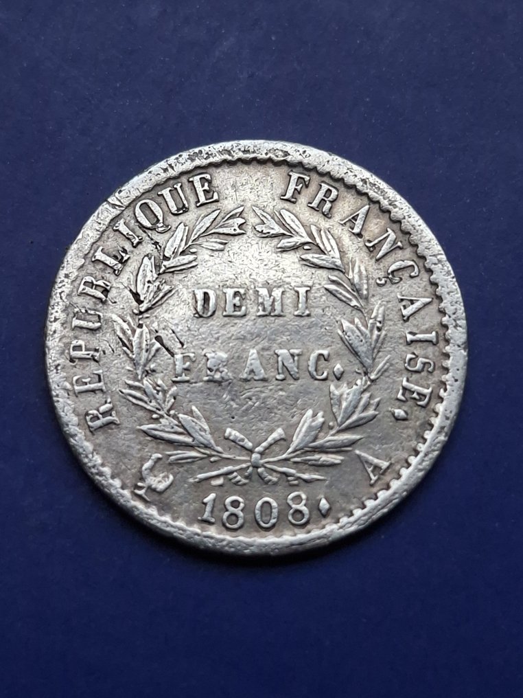 France. Napoléon I (1804-1814). 1/2 Franc 1808-A, Paris  (No reserve price) #1.0