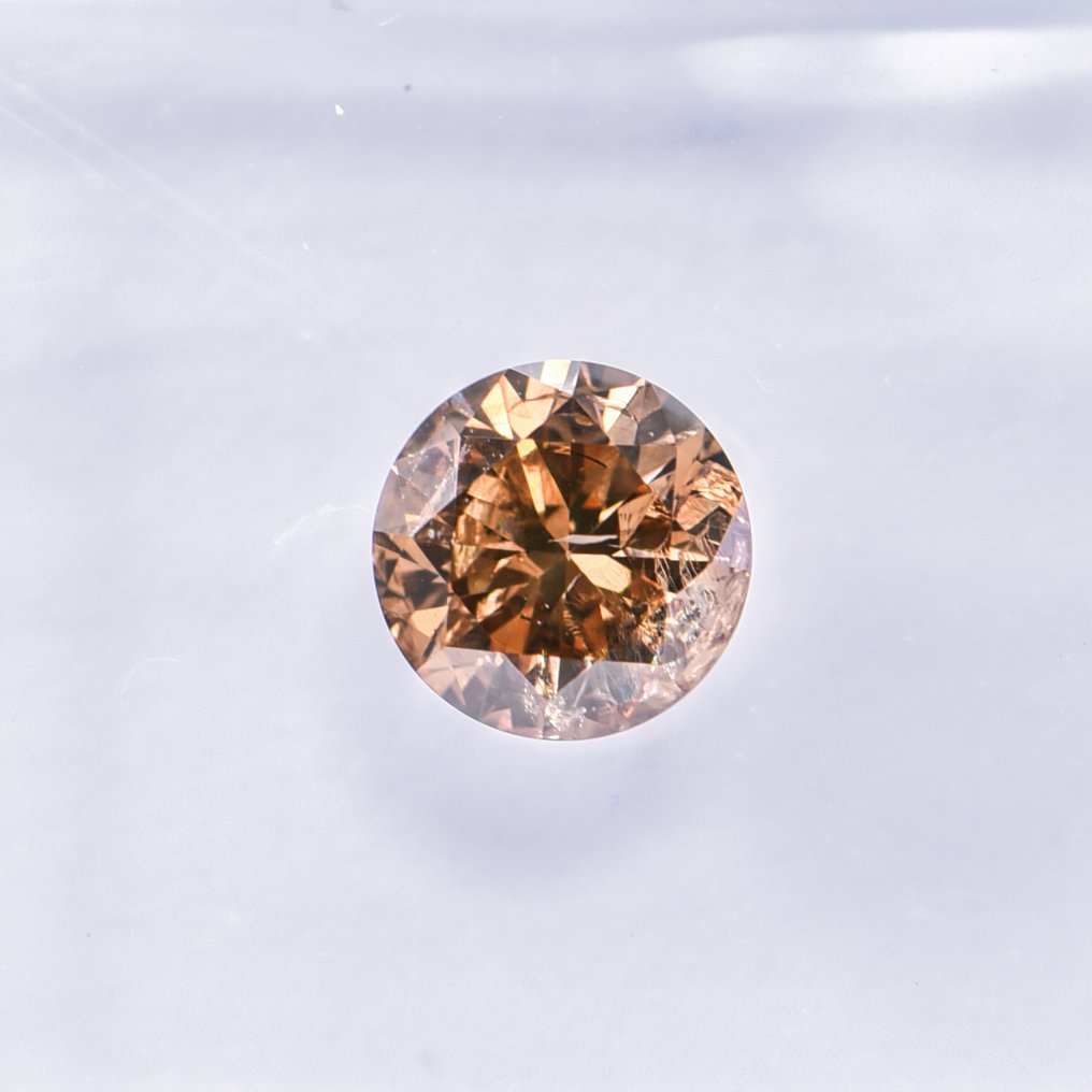 没有保留价 - 1 pcs 钻石 (天然色彩的) - 0.54 ct - 圆形 - Fancy deep 棕色 橙色 - I1 内含一级 - 国际宝石研究院(IGI) - VG #1.0