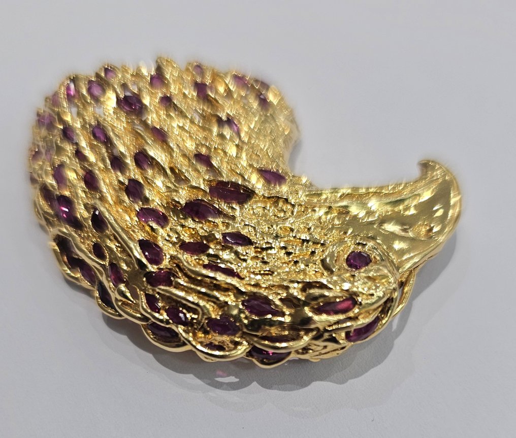 吊坠 - 18K包金 黄金 -  0.60ct. tw. 红宝石 - 红宝石 - 鹰头 #3.2