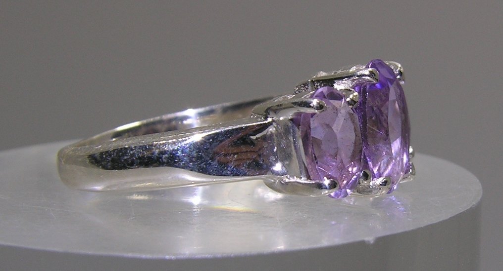 Ametyst Ring - Højde: 24.4 mm - Bredde: 21.9 mm- 4.06 g - (1) #2.1