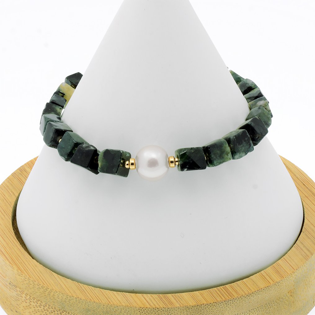 Sin precio de reserva - Pulsera - 18 quilates Oro amarillo Perla - Esmeralda #3.2