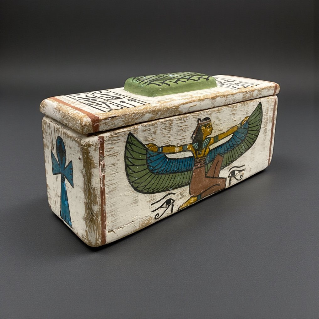 Αντίγραφο της αρχαίας αιγυπτιακής Ταφική Κάσα Κάνοπης με την Πτέρυγη Ίσιδα #1.0