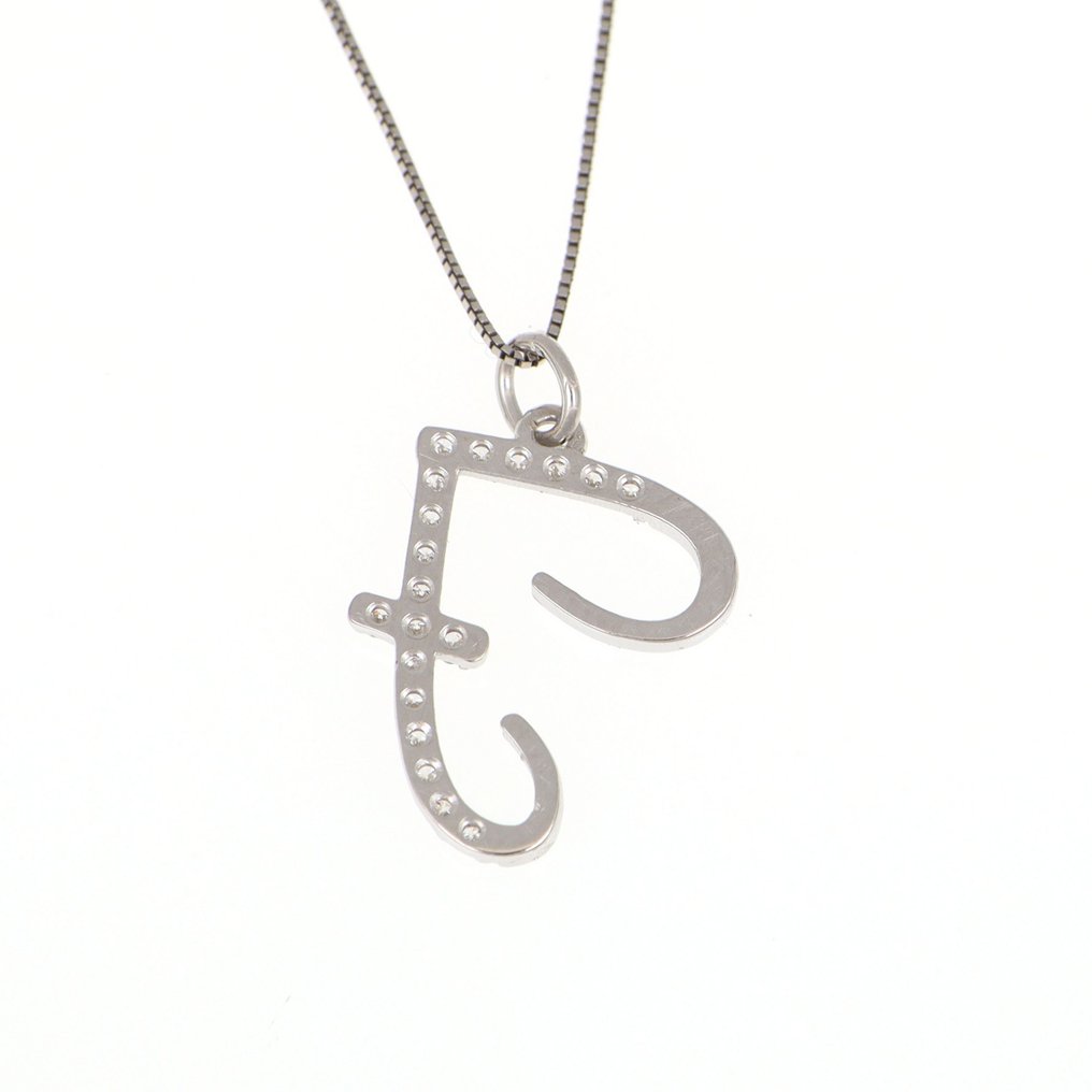 沒有保留價 - 吊墜頸鏈 - 18 克拉 白金 鉆石 (天然)  #4.3