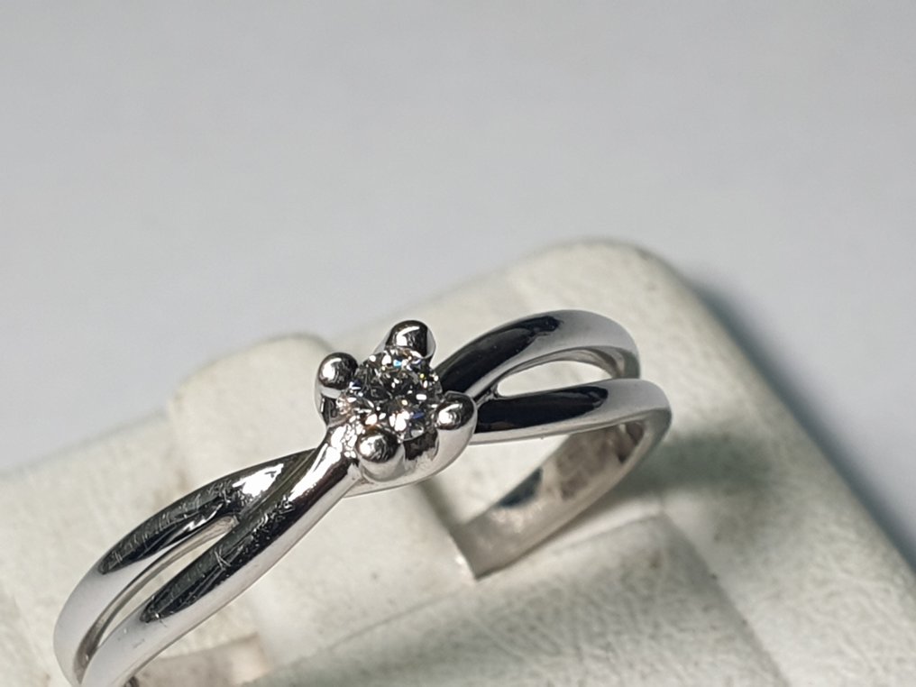 戒指 - 18K包金 白金 钻石 (天然)  #1.0