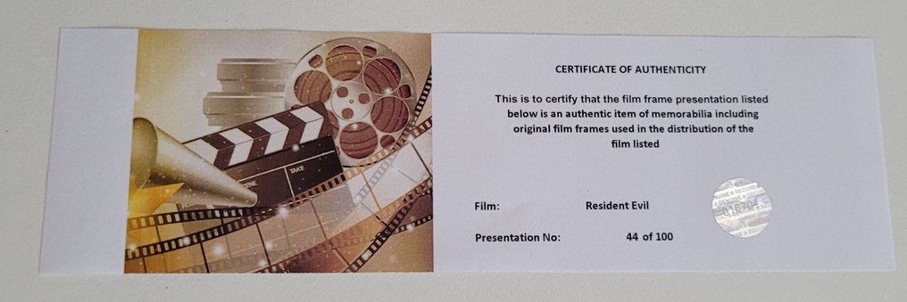 Resident Evil - Framed Film Cell Display with COA #2.1