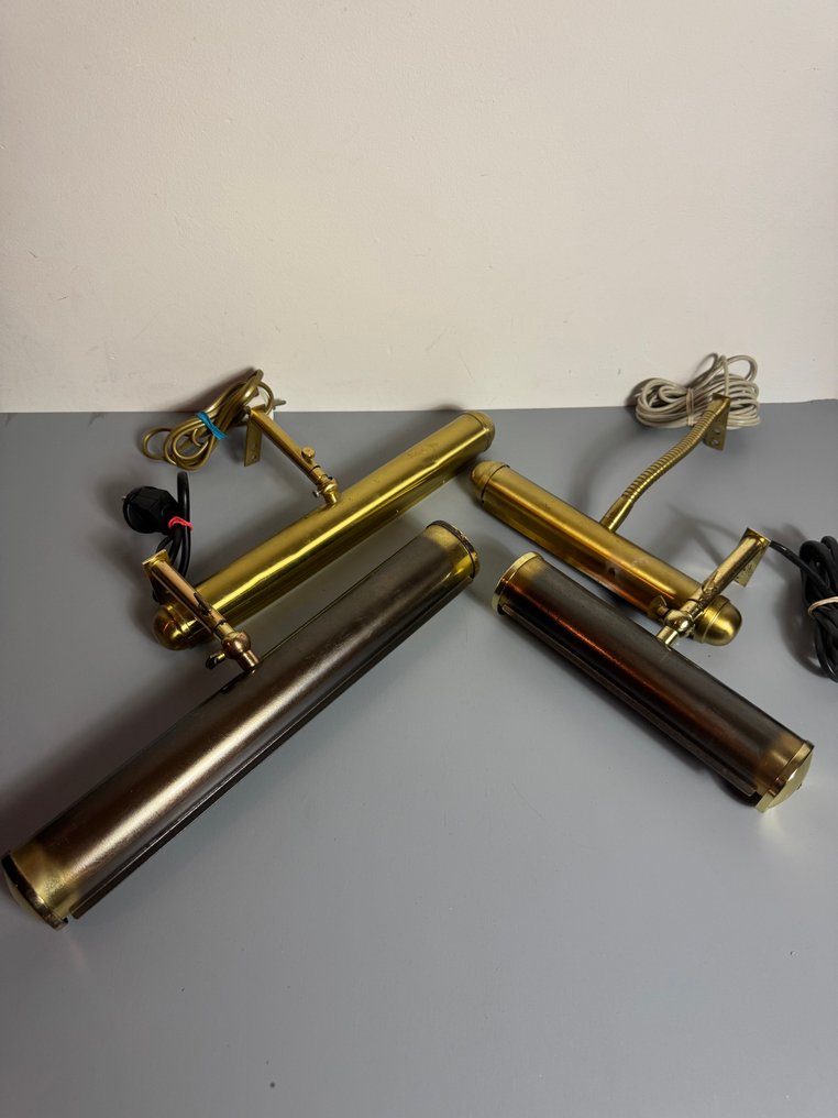 Lampada (4) - 4 lampade vintage da quadro in ottone/rame - Rame #1.0