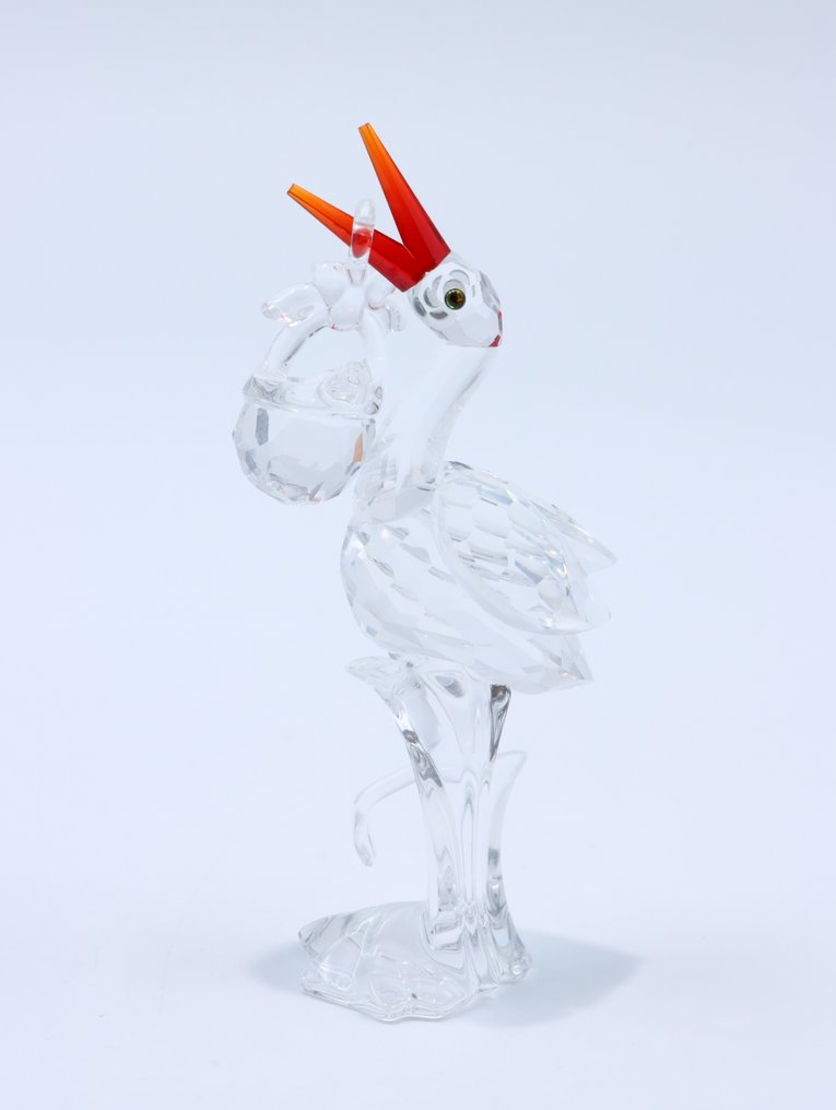 Figure - Swarovski Kristal - Ooievaar met Baby (Boxed + certificate) - Crystal #1.0