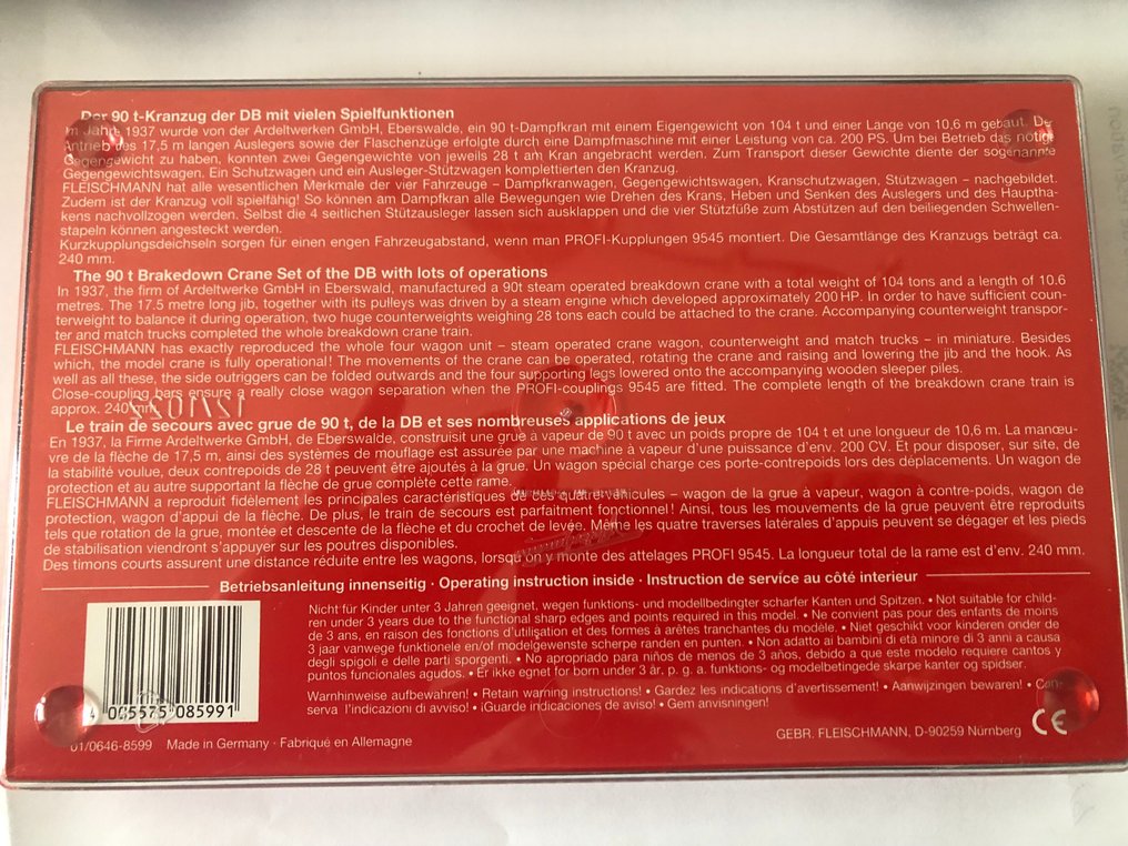 Fleischmann N - 8599 - Ensemble de wagons de marchandises pour trains miniatures (1) - Grue - DB #3.2