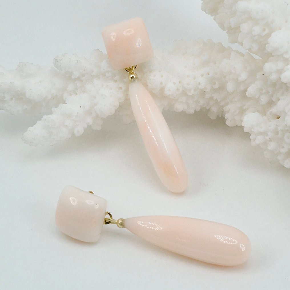 Koral - Sølv, Forgyldt - Øreringe - Corallo Rosa #1.0